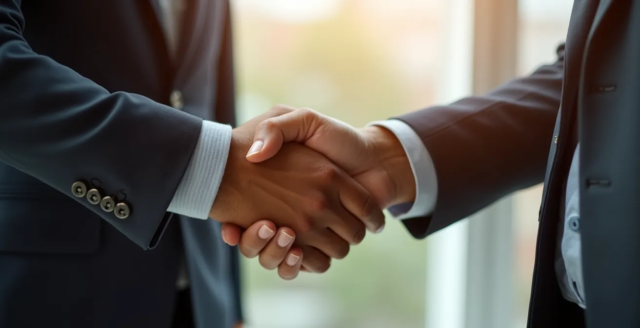 Poignée de main professionnelle symbolisant un partenariat stratégique durable